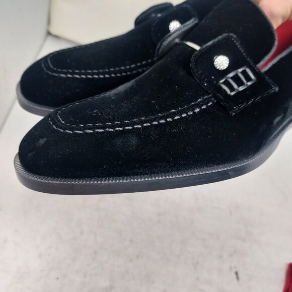 CHRISTIAN LOUBOUTIN Black Mens Chambelimoc Night Strass Velvet Loafer Shoe - Picture 10 of 11